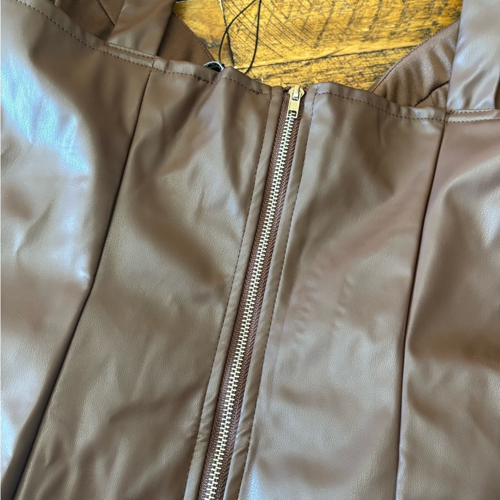 Fashion Nova Chocolate Faux Leather Mini Dress - Picture 8 of 12